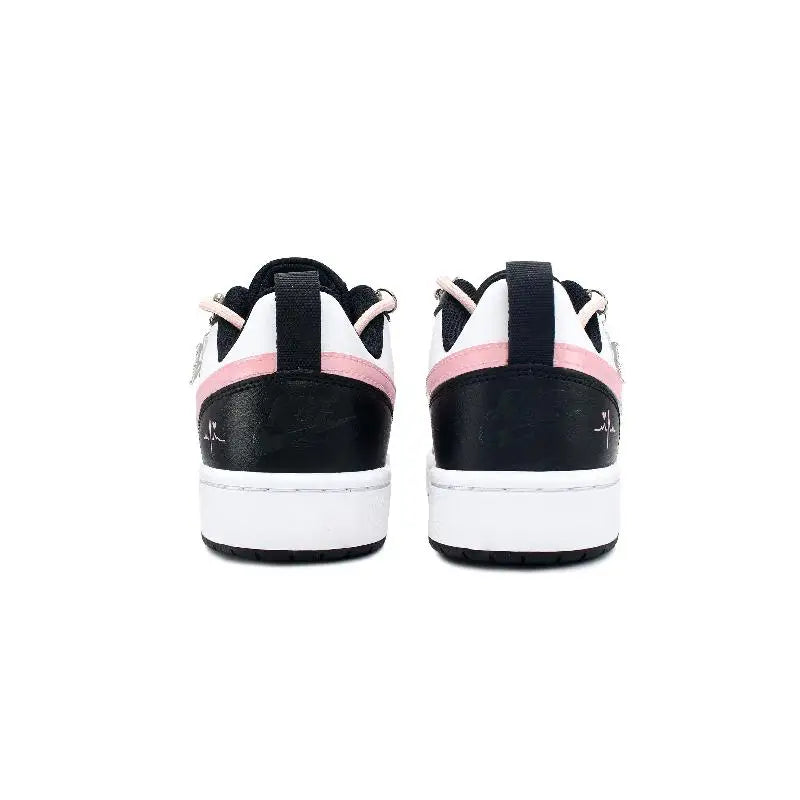 【Customize】Nike Court Borough 2 Skateboarding Shoes Women's Low-top Black/pink Sneakers shoes BQ5448-115