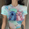 Women Lilo & Stitch Women T-Shirt Slim Crop Top Cartoon Casual Tee Y2k Top Streetwear Sexy Tops Short Navel Female Clothes