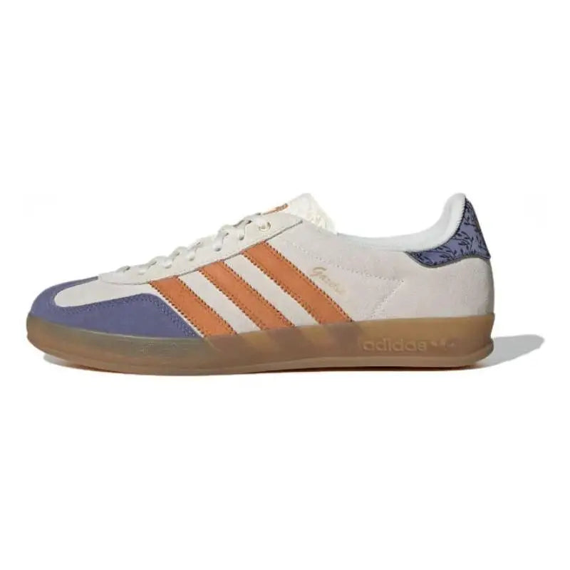 Adidas Originals GAZELLE INDOOR Skateboard Shoes Unisex Low-Top Cream White / Dark Indigo / Lilac Sneakers shoes JQ0956