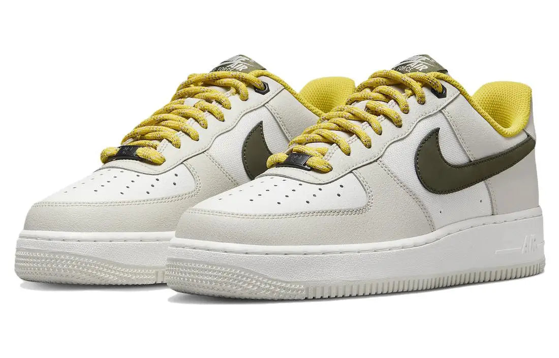 Nike Air Force 1 Low '07 PRM Light Bone Cargo Khaki Vivid Sulfur Sneakers shoes With Original Box