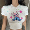 Women Lilo & Stitch Women T-Shirt Slim Crop Top Cartoon Casual Tee Y2k Top Streetwear Sexy Tops Short Navel Female Clothes