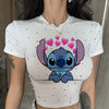 Women Lilo & Stitch Women T-Shirt Slim Crop Top Cartoon Casual Tee Y2k Top Streetwear Sexy Tops Short Navel Female Clothes