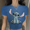 Women Lilo & Stitch Women T-Shirt Slim Crop Top Cartoon Casual Tee Y2k Top Streetwear Sexy Tops Short Navel Female Clothes