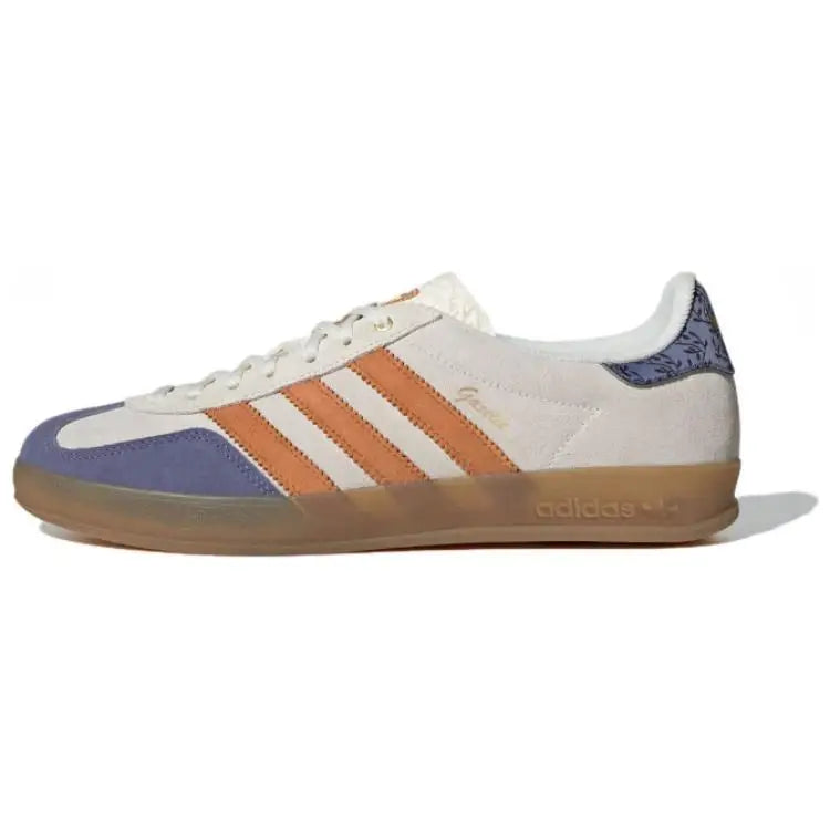 Adidas Originals GAZELLE INDOOR Skateboard Shoes Unisex Low-Top Cream White / Dark Indigo / Lilac Sneakers shoes JQ0956