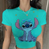 Women Lilo & Stitch Women T-Shirt Slim Crop Top Cartoon Casual Tee Y2k Top Streetwear Sexy Tops Short Navel Female Clothes